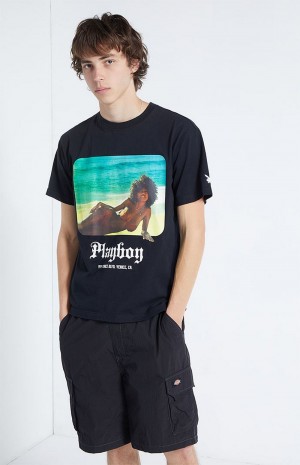 Playboy Beachfront T-shirt Heren Zwart | PLBY-593271