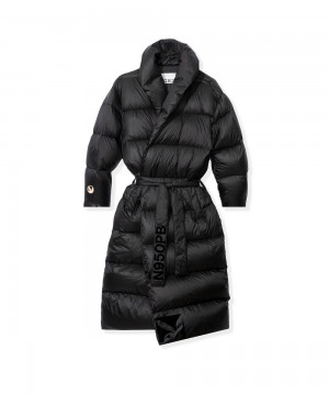 Playboy Belted Long Puffer Jassen Heren Zwart | PLBY-593065