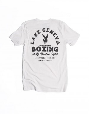 Playboy Boxing T-shirt Heren Wit | PLBY-593109