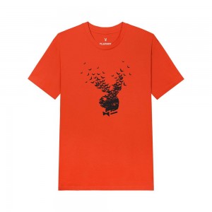 Playboy Exploding Bat T-shirt Heren Oranje | PLBY-593235