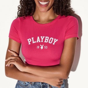 Playboy February 2019 Playmate Megan Moore Dip-Dye Long Sleeve T-shirt Dames | PLBY-592884