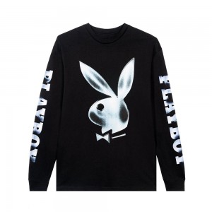 Playboy Foil Rabbit Head Long Sleeve T-shirt Heren | PLBY-593261