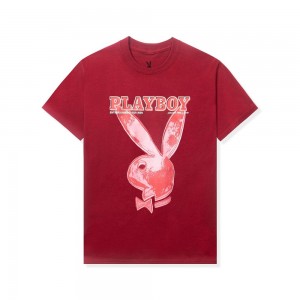 Playboy January 1986 Andy Warhol Cover T-shirt Heren Rood | PLBY-593212