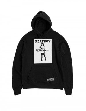 Playboy Knockout Hoodie Heren Zwart | PLBY-593008