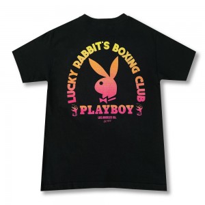 Playboy Lucky Rabbits Boxing Club T-shirt Heren Zwart | PLBY-593124