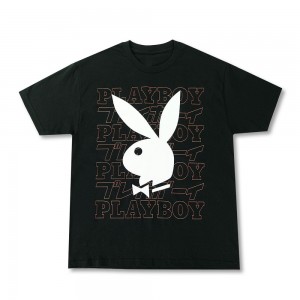 Playboy Masthead Kanji T-shirt Heren Zwart | PLBY-593193