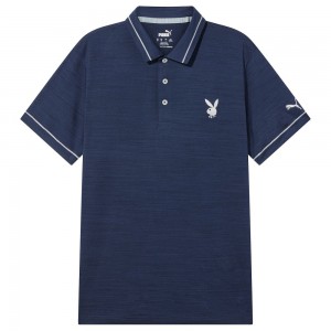 Playboy PUMA GOLF TIPPED PERFORMANCE POLO T-shirt Heren Donkerblauw | PLBY-593181