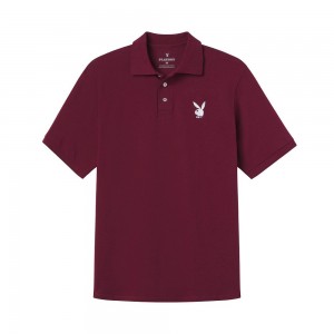 Playboy Performance Rabbit Head T-shirt Heren Bordeaux | PLBY-593245