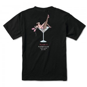 Playboy Tokyo Club Cherry Martini T-shirt Heren Zwart | PLBY-593202