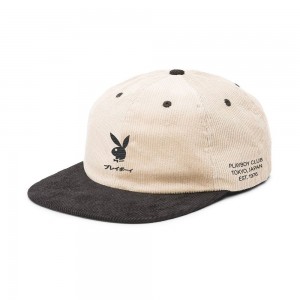 Playboy Tokyo Club Khaki Bill Strapback Hoeden Heren Khaki Zwart | PLBY-592933