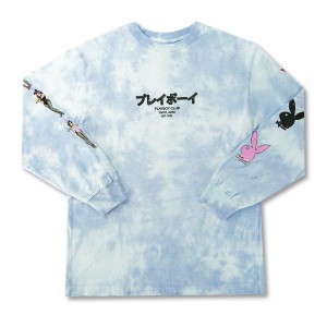 Playboy Tokyo Club Tie-Dye Bunny Long Sleeve T-shirt Heren | PLBY-593163