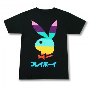 Playboy Tokyo Lights T-shirt Heren Zwart | PLBY-593123