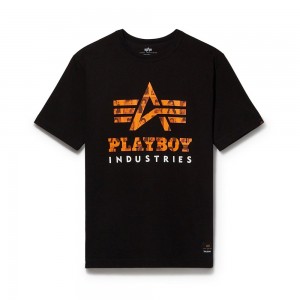 Playboy x Alpha Industries Klassieke T-shirt Heren Zwart | PLBY-593216