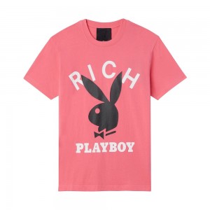 Playboy x John Richmond Logo T-shirt Heren Zwart | PLBY-593187