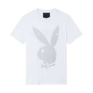 Playboy x John Richmond Rabbit Head T-shirt Heren Wit | PLBY-593231