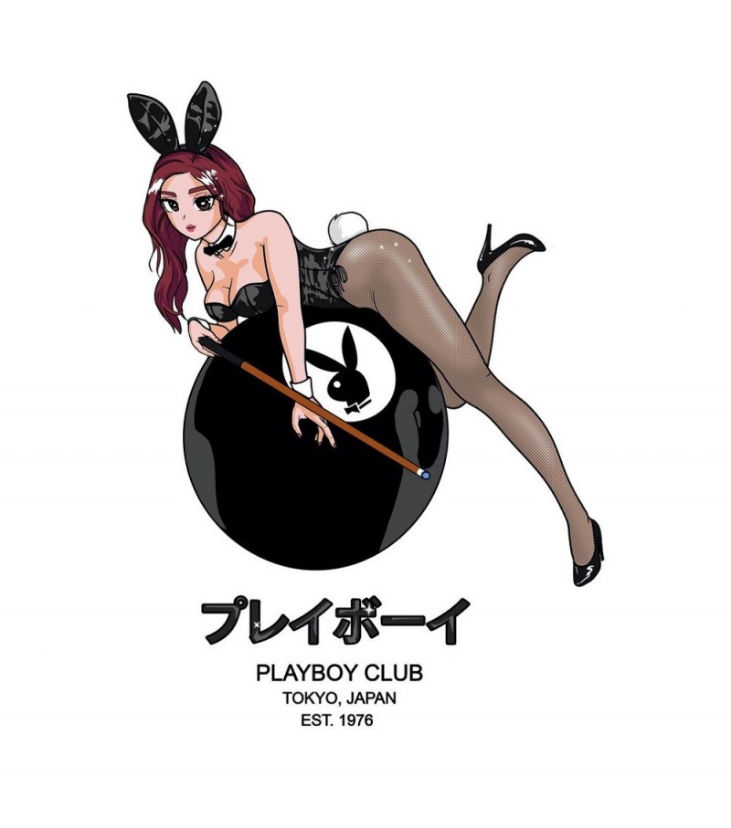 Playboy 8-Ball Tokyo Club T-shirt Heren Wit | PLBY-593136