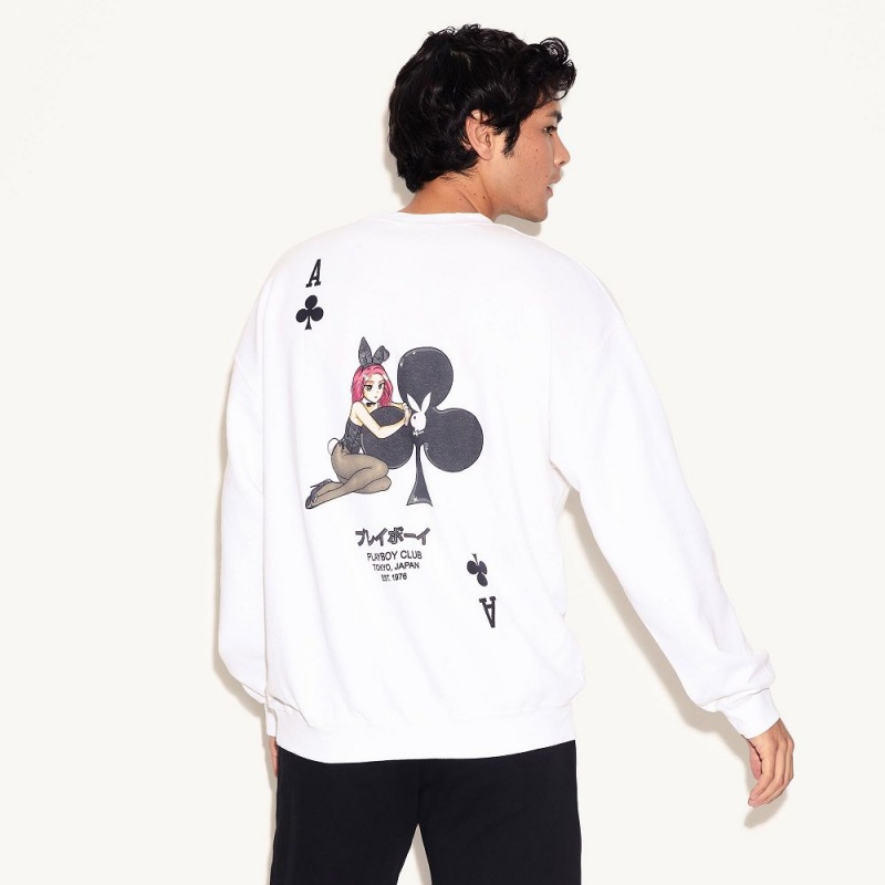 Playboy Ace of Club Sweatshirt Heren Wit | PLBY-593015