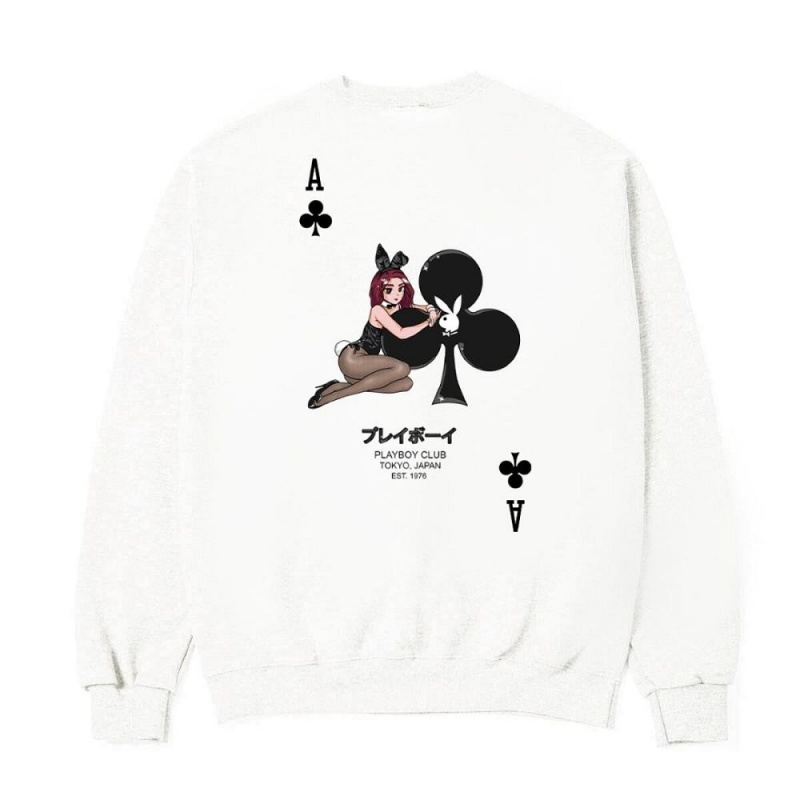 Playboy Ace of Club Sweatshirt Heren Wit | PLBY-593015