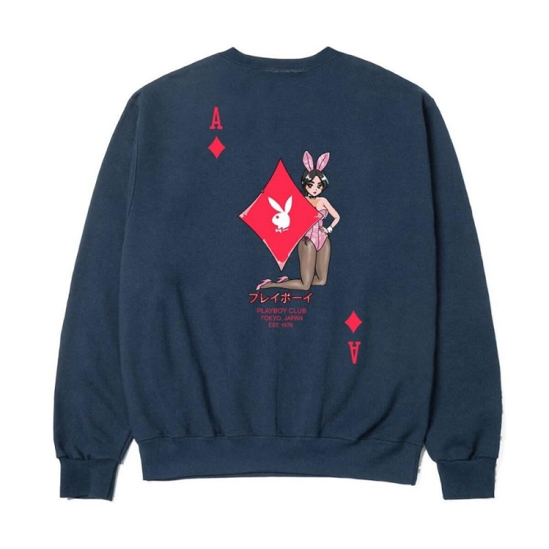 Playboy Ace of Diamonds Sweatshirt Heren Donkerblauw | PLBY-593012