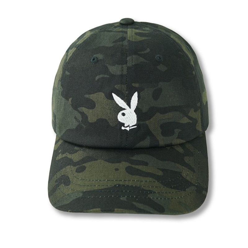 Playboy Adjustable Rabbit Head Logo Camo Hoeden Heren Zwart | PLBY-592931