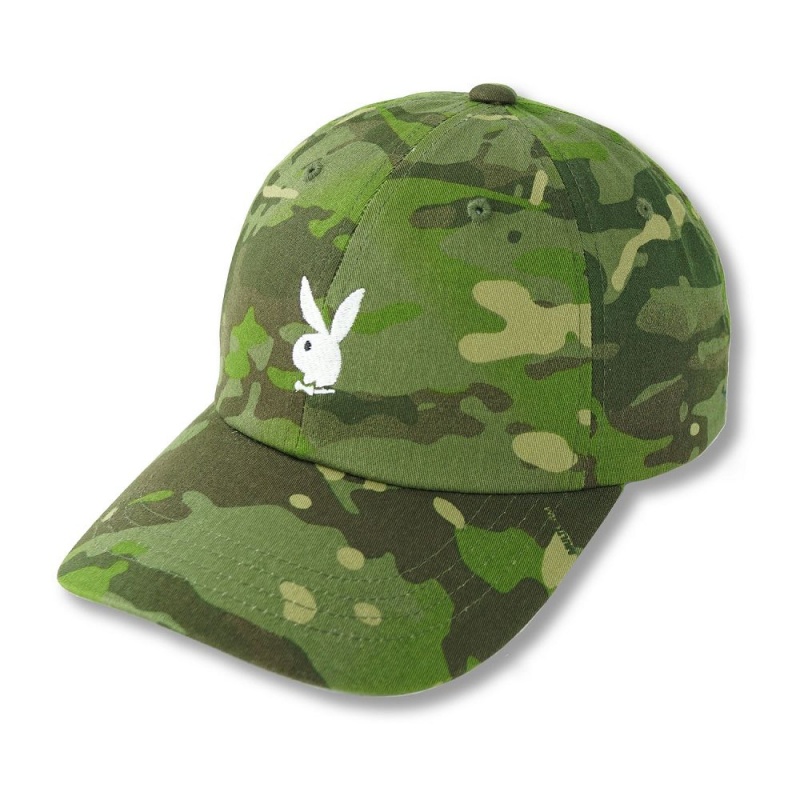 Playboy Adjustable Rabbit Head Logo Camo Hoeden Heren Zwart | PLBY-592931