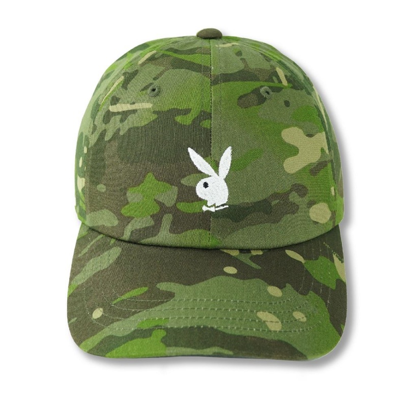 Playboy Adjustable Rabbit Head Logo Camo Hoeden Heren Zwart | PLBY-592931