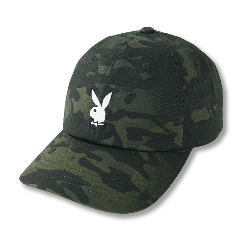 Playboy Adjustable Rabbit Head Logo Camo Hoeden Heren Zwart | PLBY-592931