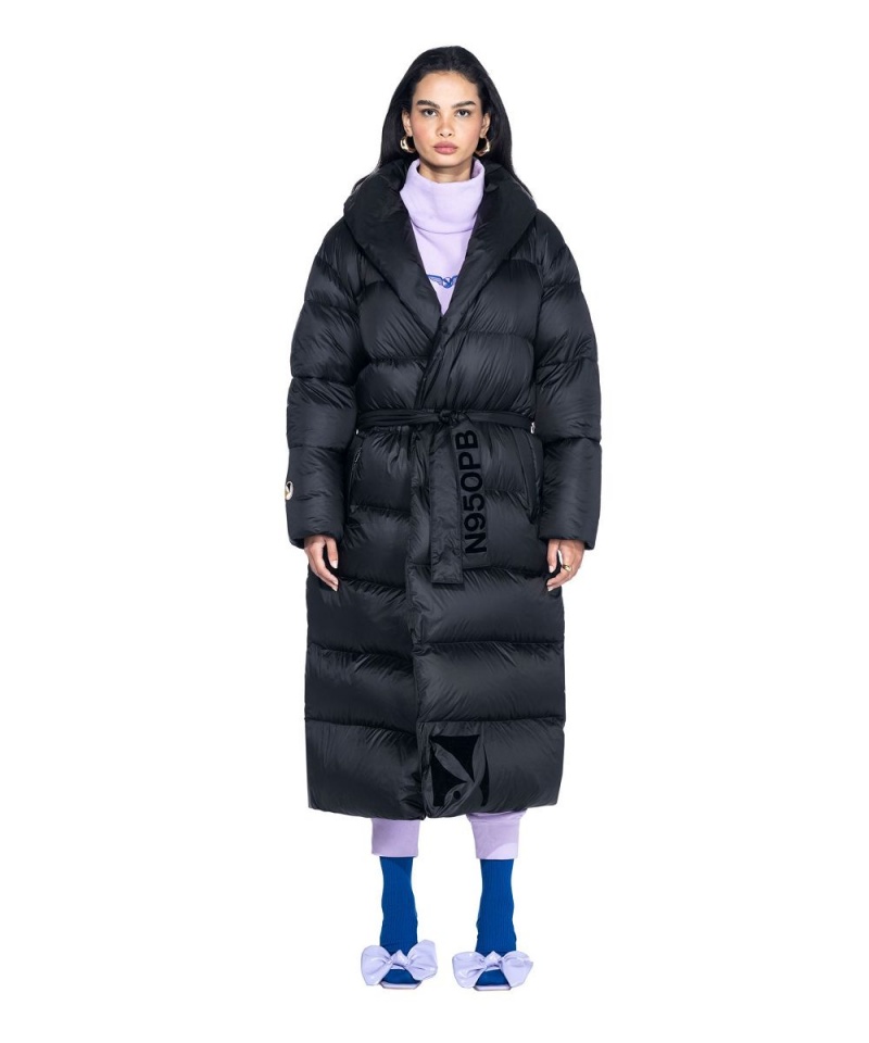 Playboy Belted Long Puffer Jassen Heren Zwart | PLBY-593065