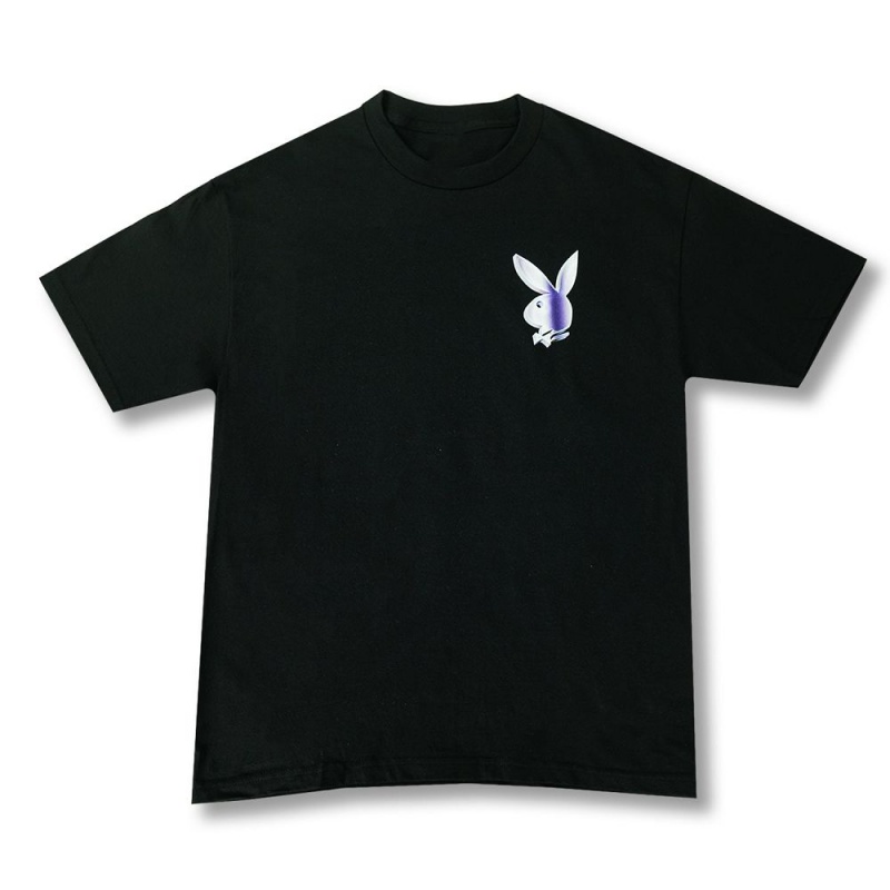 Playboy Chrome Rabbit Head T-shirt Heren Zwart | PLBY-593122