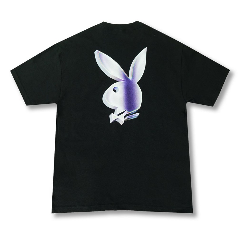 Playboy Chrome Rabbit Head T-shirt Heren Zwart | PLBY-593122