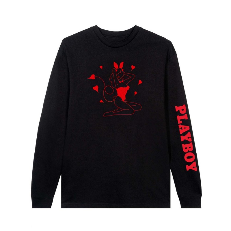 Playboy Devil Bunny Long Sleeve T-shirt Heren | PLBY-593117