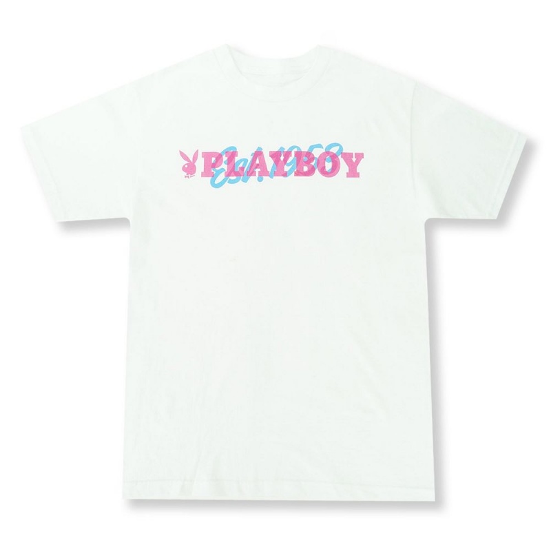 Playboy Est. 1953 T-shirt Heren Wit | PLBY-593129