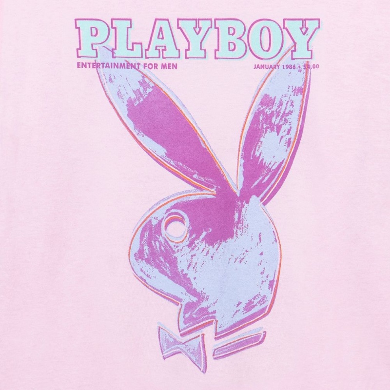 Playboy January 1986 Andy Warhol Cover Long Sleeve T-shirt Heren Roze | PLBY-593213