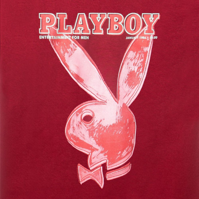 Playboy January 1986 Andy Warhol Cover T-shirt Heren Rood | PLBY-593212