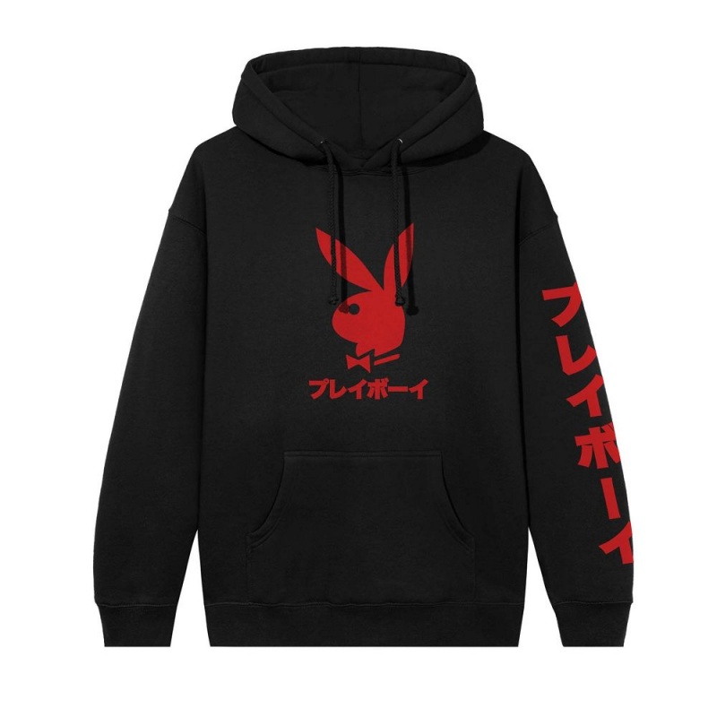 Playboy Japanese Rabbit Head Hoodie Heren Zwart Rood | PLBY-593037