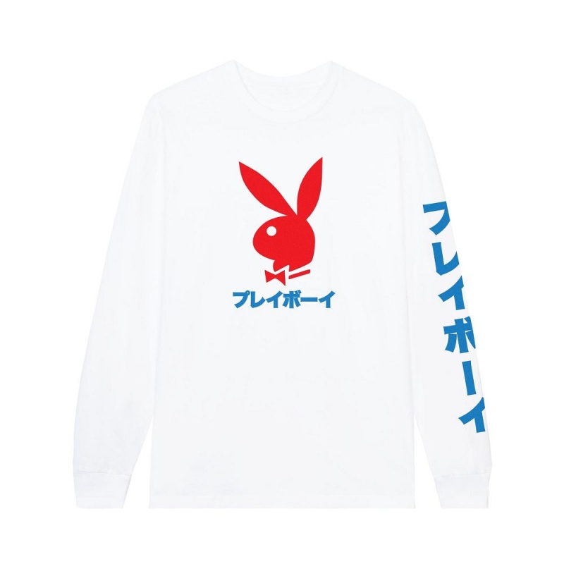 Playboy Japanese Rabbit Head Long Sleeve T-shirt Heren Zwart | PLBY-593184