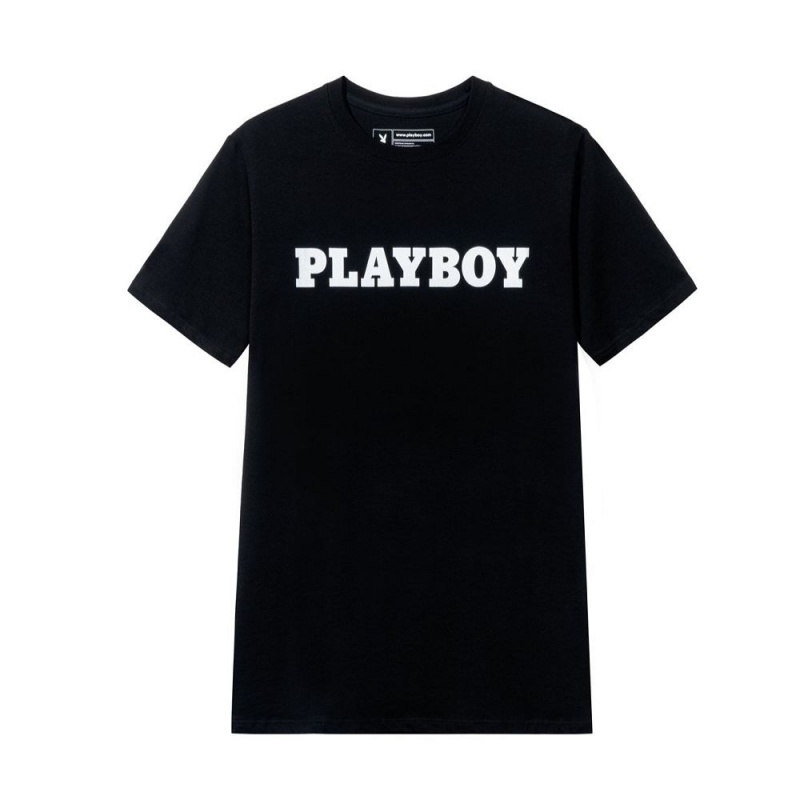 Playboy Masthead T-shirt Heren Zwart | PLBY-593158