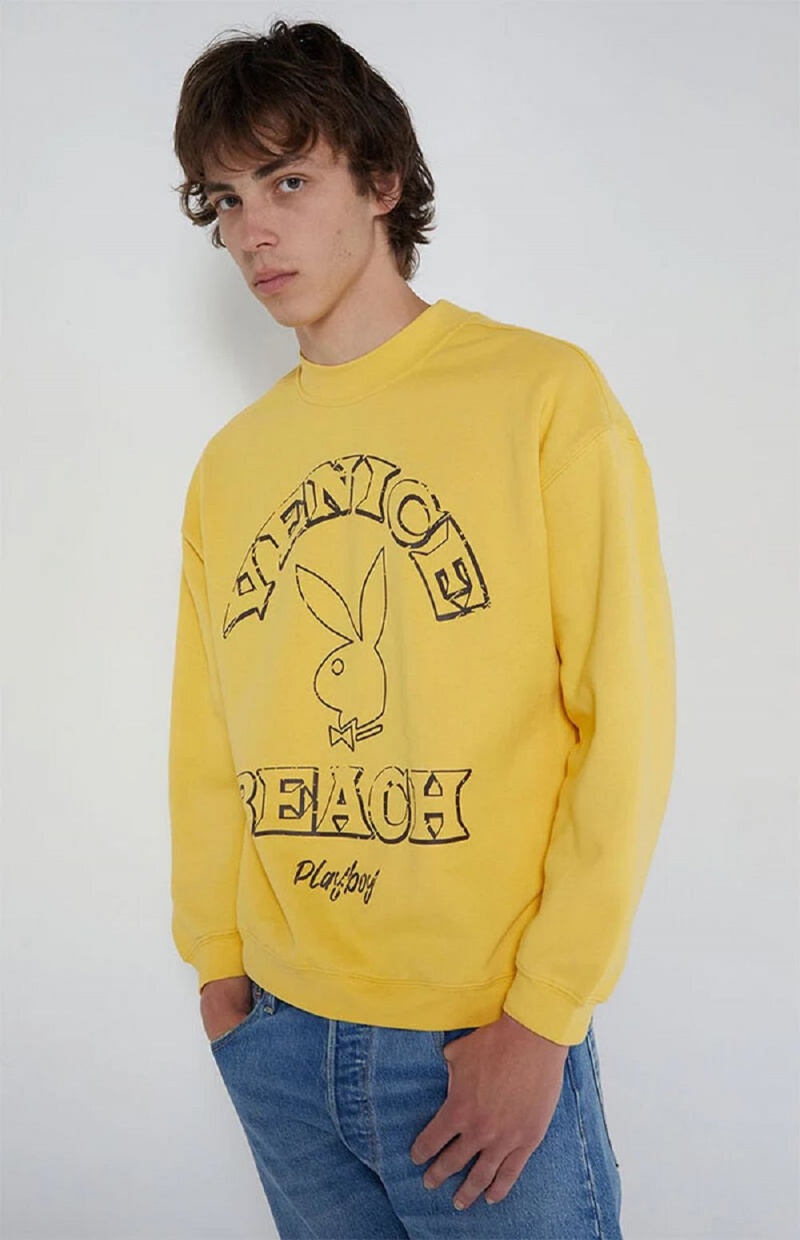 Playboy PB VENICE BEACH Sweatshirt Heren Geel | PLBY-593019