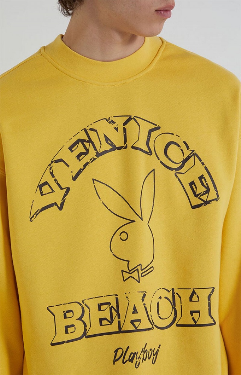 Playboy PB VENICE BEACH Sweatshirt Heren Geel | PLBY-593019