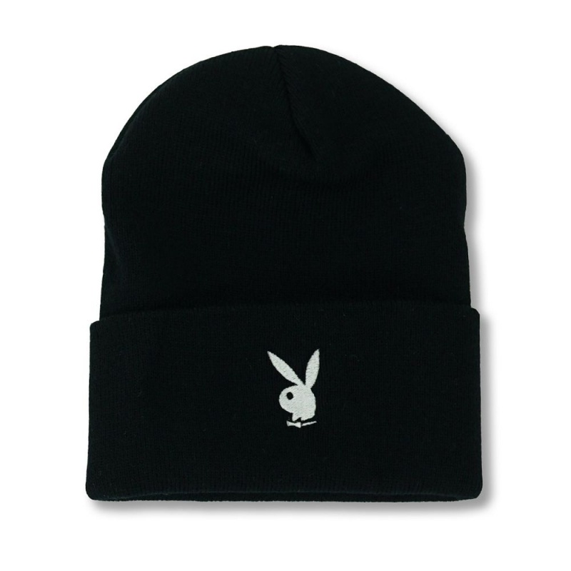 Playboy Rabbit Head Cuffed Knit Beanie Hoeden Dames Zwart | PLBY-592629