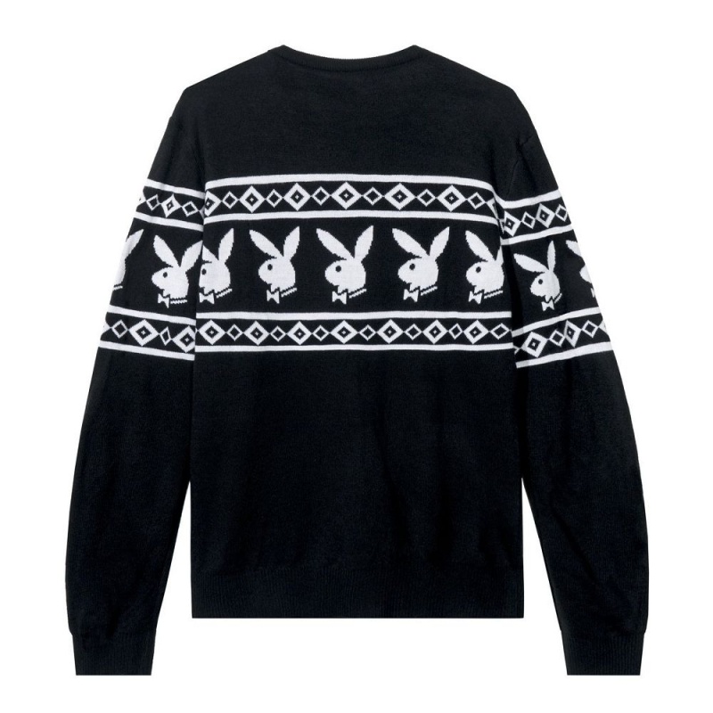 Playboy Rabbit Head Knit Sweatshirt Heren Zwart | PLBY-593062