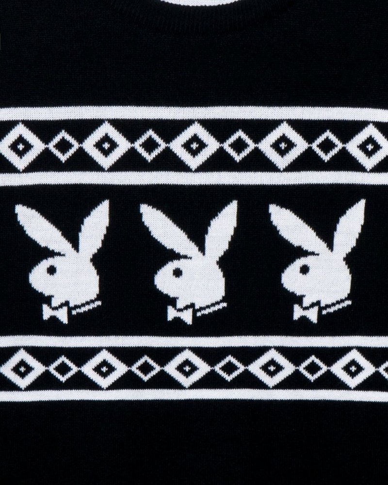 Playboy Rabbit Head Knit Sweatshirt Heren Zwart | PLBY-593062