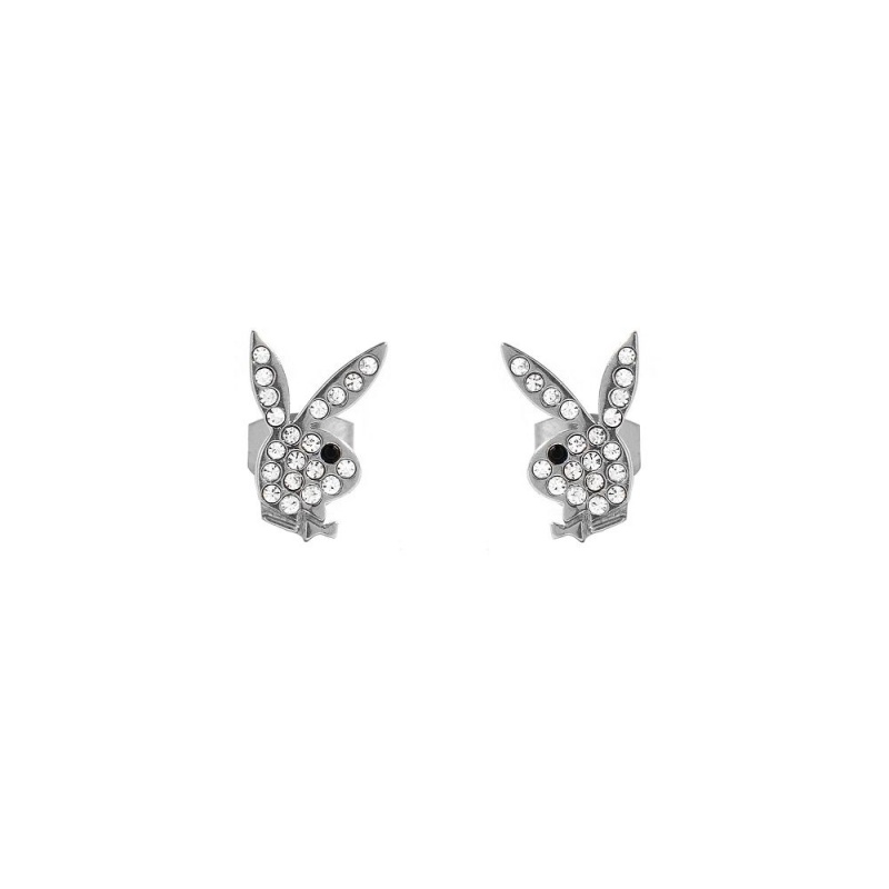 Playboy Rabbit Head Pave Stud Earrings Sieraden Dames Roze Goud | PLBY-592623