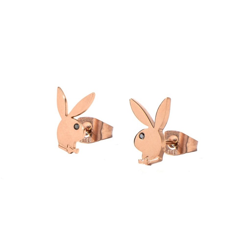 Playboy Rabbit Head Stud Earrings Rose Gold Sieraden Dames Roze Goud | PLBY-592624