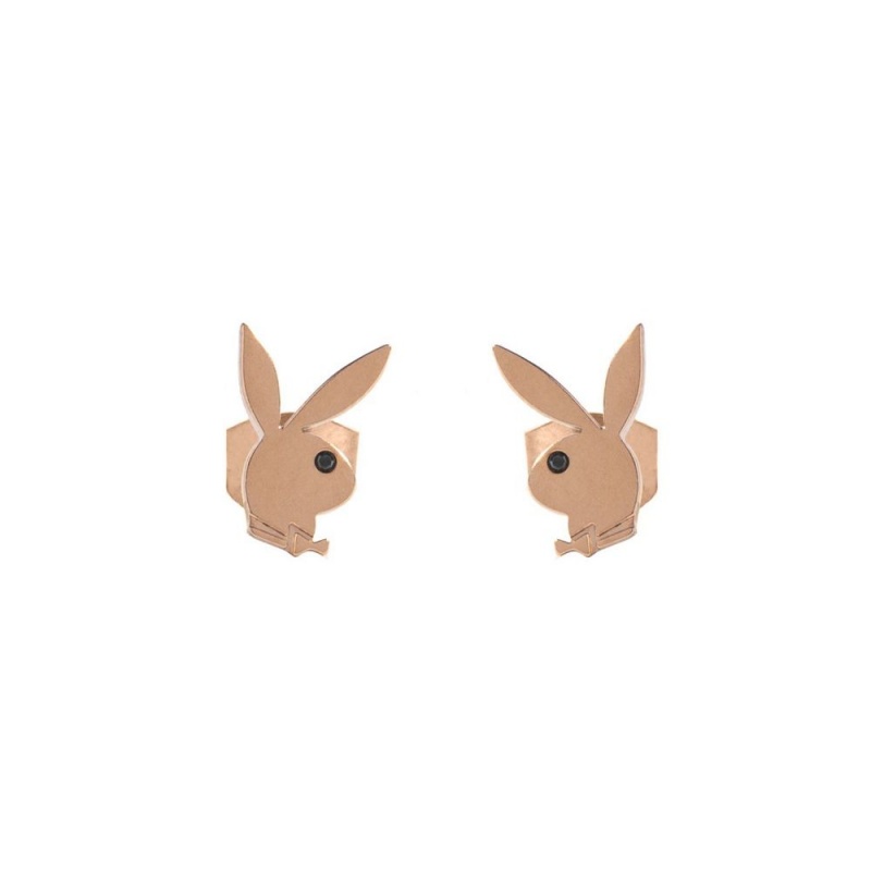 Playboy Rabbit Head Stud Earrings Rose Gold Sieraden Dames Roze Goud | PLBY-592624