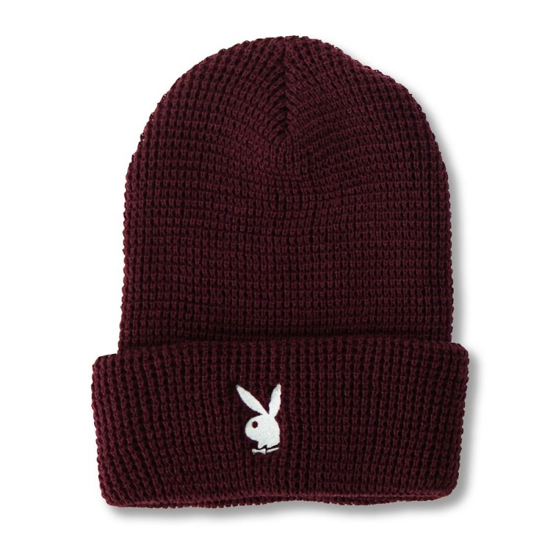 Playboy Rabbit Head Waffle Cuffed Beanie Hoeden Dames Zwart | PLBY-592631