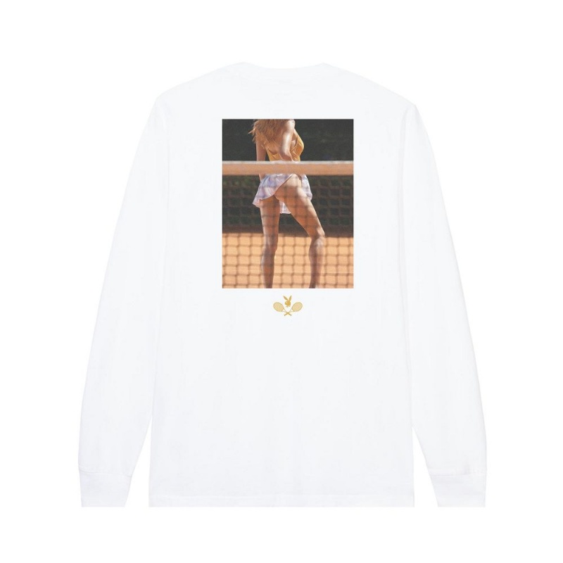 Playboy Racquet Club Long Sleeve T-shirt Heren Wit | PLBY-593178