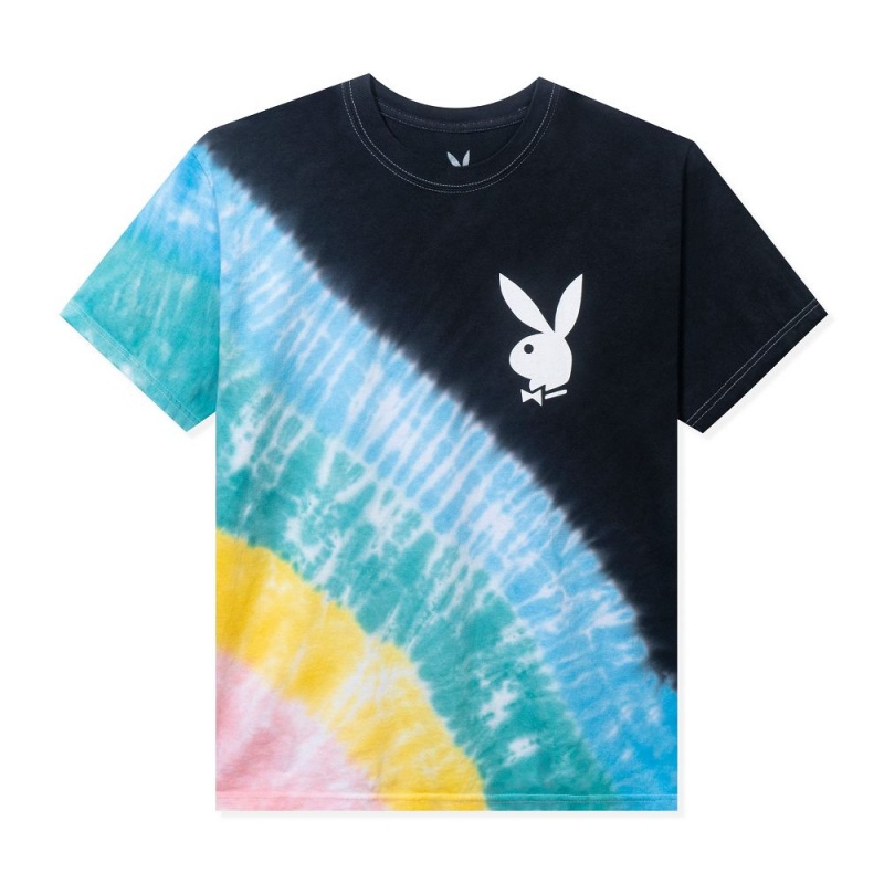 Playboy Repeating Masthead Tie-Dye T-shirt Heren Blauw | PLBY-593276