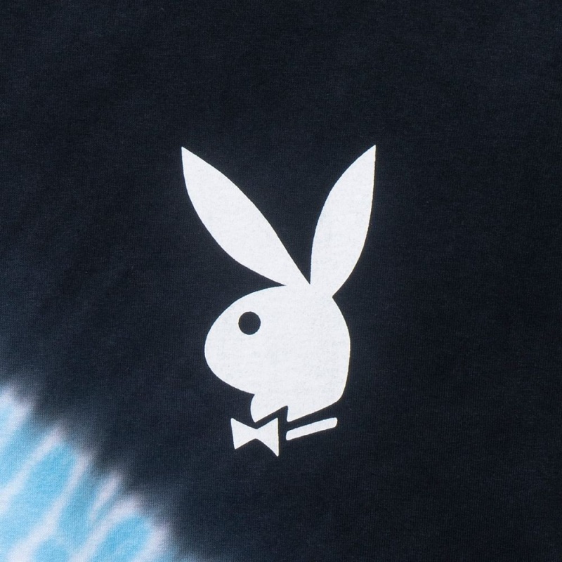 Playboy Repeating Masthead Tie-Dye T-shirt Heren Blauw | PLBY-593276