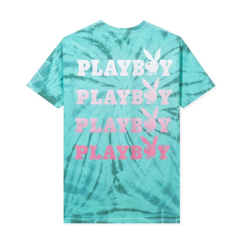 Playboy Repeating Masthead Tie-Dye T-shirt Heren Blauw | PLBY-593276